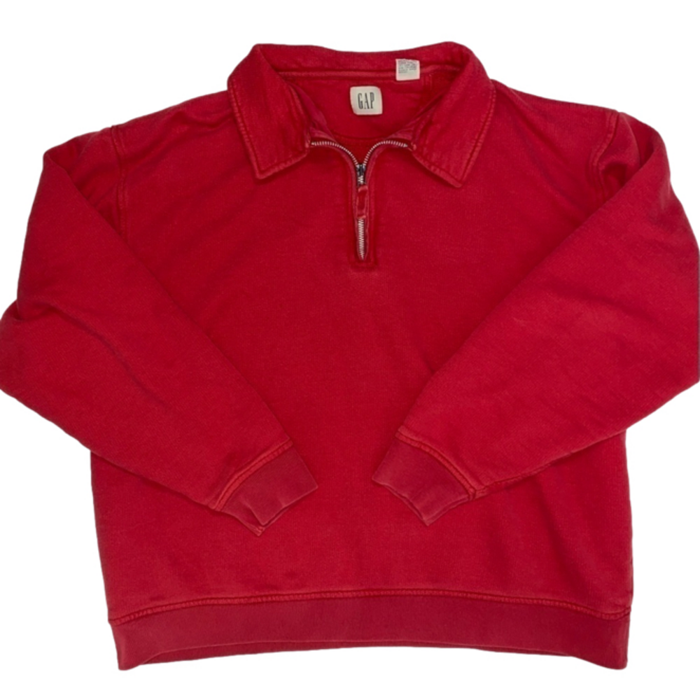 GAP Vintage 1980s Women’s Red Halfway Zip Collared Pullover in Size Large